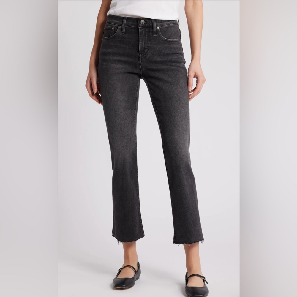 Madewell Mid Rise Kick Out Jeans with Raw Hem